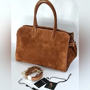 Clearance! Viral Cognac Suede Leather Tote Satchel Bag NWT .